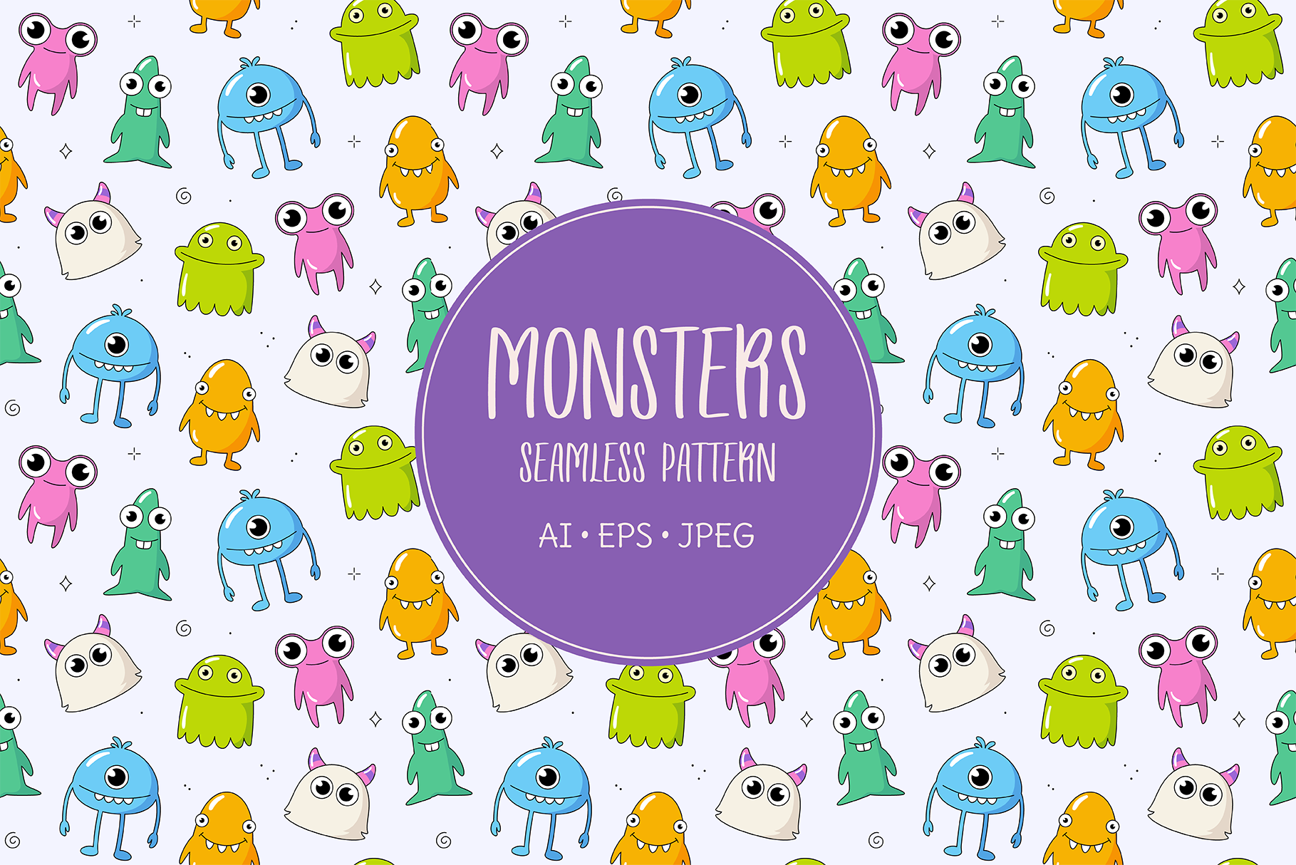 Monsters pattern, background, an Illustration by Cmeree