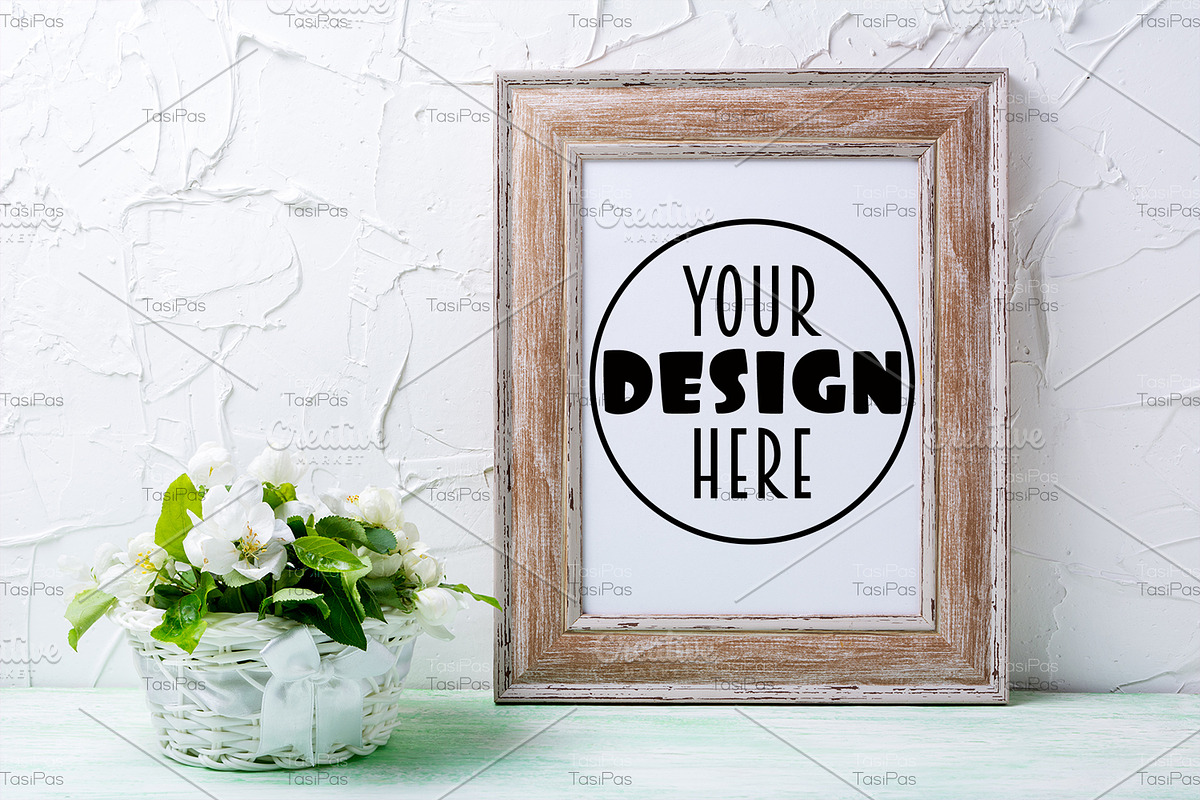 Frame mockup with apple tree flowers, a Print Template by TasiPas (Photo 2 of 4)
