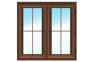 wooden closed double window, an Object Illustration by piter.goskov
