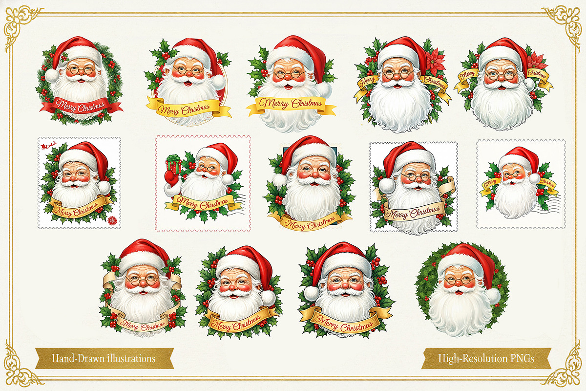 Vintage Christmas ClipArt Collection, an Illustration by SavinV (Photo 2 of 7)