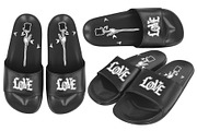 REALISTIC SLIDE SANDALS MOCKUP, a Merchandise Mockup by DaldSgh (Thumbnail 2 of 8)