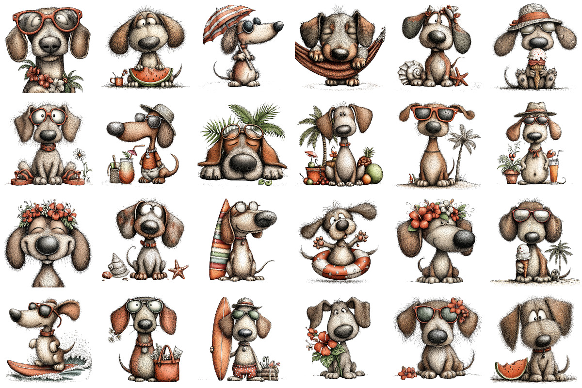 Whimsical Summer Dachshund Dog, a Seasonal Illustration by designcity5 (Photo 2 of 5)