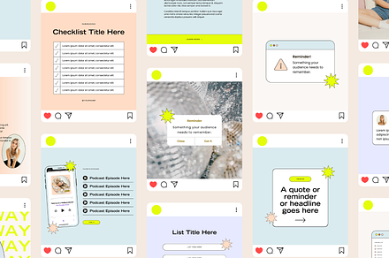 Retro + Bright Instagram Templates, a Social Media Template by Maison de Modèle