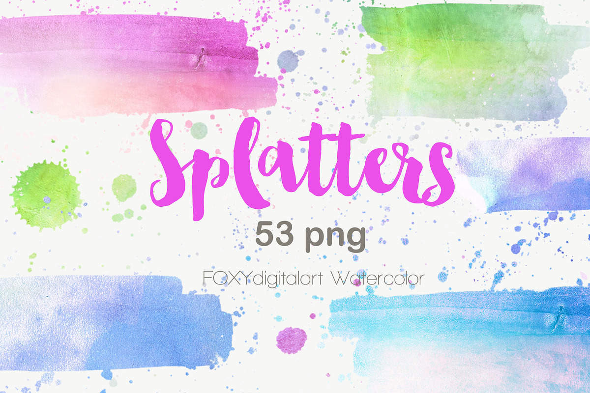 Watercolor splatters paint splashes, a Texture Graphic by FOXYdigitalart (Photo 1 of 12)
