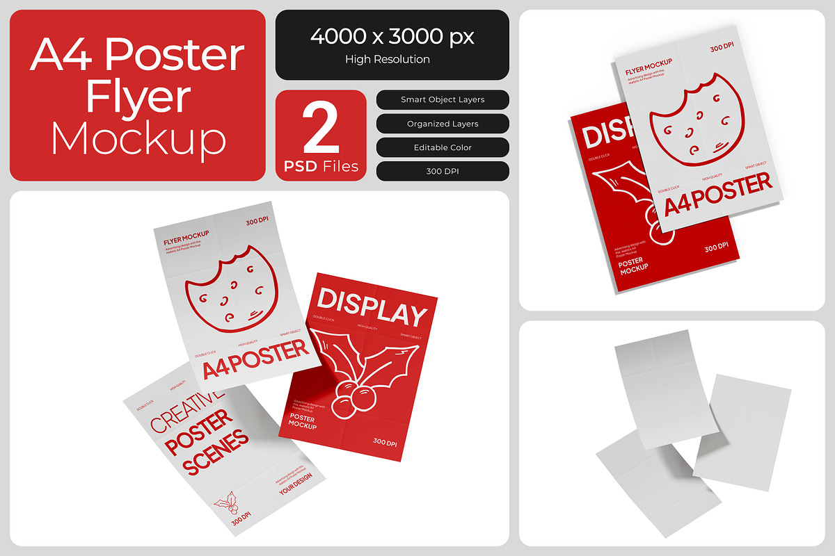 A4 Poster Flyer Mockup, an Advertising Mockup by Bartama Graphic (Photo 1 of 4)