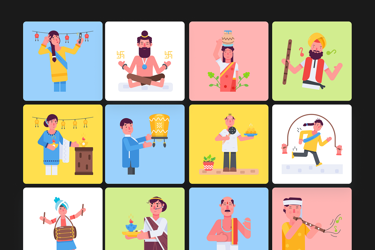 Animated Indian People Icons, a Duotone Icon by Prosymbols (Photo 7 of 10)