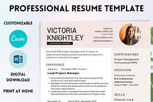 Resume CV Template for Word & Canva
