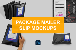 Package Mailer Slip Mockups Bundle
