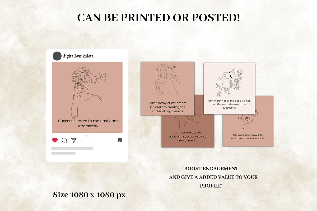 Minimalistic Affirmation Card Deck, a Design Template by Digital By Nikoleta (Photo 4 of 9)