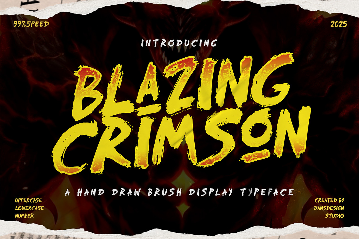Blazing Crimson – Hand-Drawn Brush, a Blackletter Font by dansdesign (Photo 1 of 12)