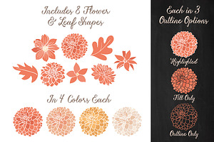 Peach Dahlia Flower Vector Clipart