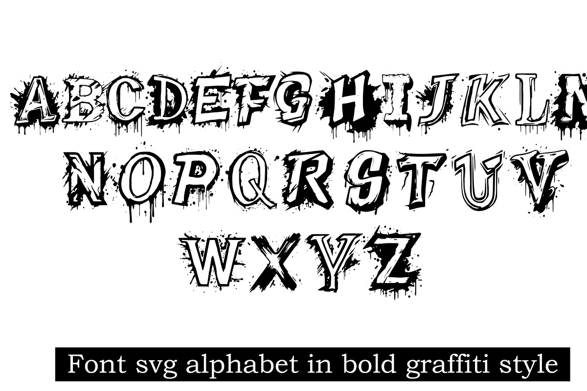 SVG font alphabet graffiti style, an Object Graphic by SketchArtStudio (Photo 2 of 3)