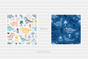 Cute Striped Dinosaurs Patterns