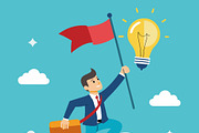 Businessman with flag lightbulb idea, a Person Illustration by SouravDesign (Thumbnail 2 of 3)