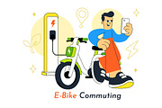 10 E Bike Commuting Illustration, a Transportation Illustration by denayunebgt (Thumbnail 4 of 4)