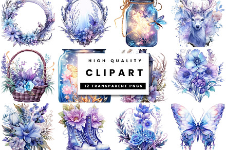 Fantasy Clipart with Florals Clipart