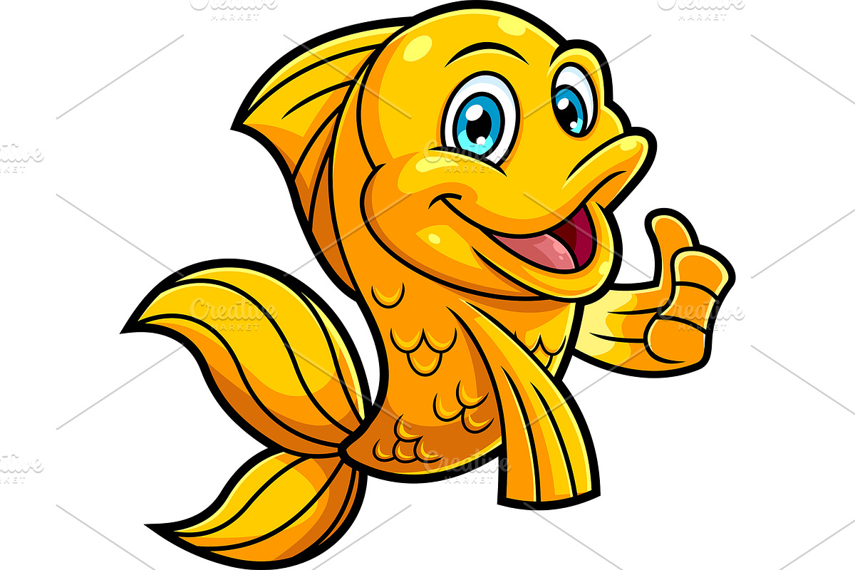Cute Gold Fish Cartoon Character, an Illustration by HitToon