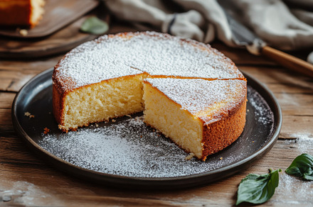 Freshly baked cake with a sliced por, a Photo by Iftikhar Alam