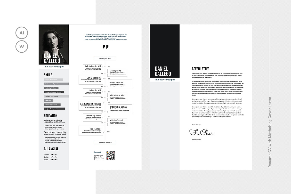 CV Resume and Cover Letter Template, a Resume Template by iDoodle Studio (Photo 4 of 4)