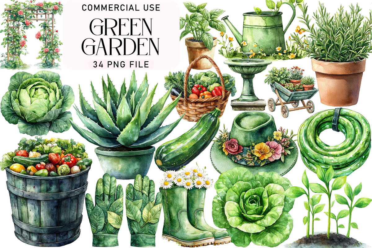 Green Garden Clipart, an Illustration by Daily.Designs (Photo 1 of 3)