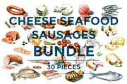 CHEESE SEAFOOD SAUSAGES BUNDLE, a Food Illustration by wedraw (Thumbnail 1 of 5)