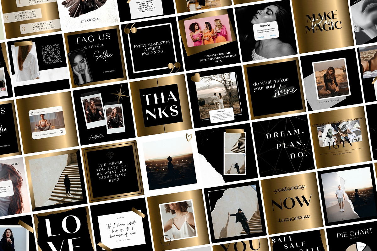 Gold and Black Instagram Templates, a Templates & Theme by Boltik Studio (Photo 3 of 10)