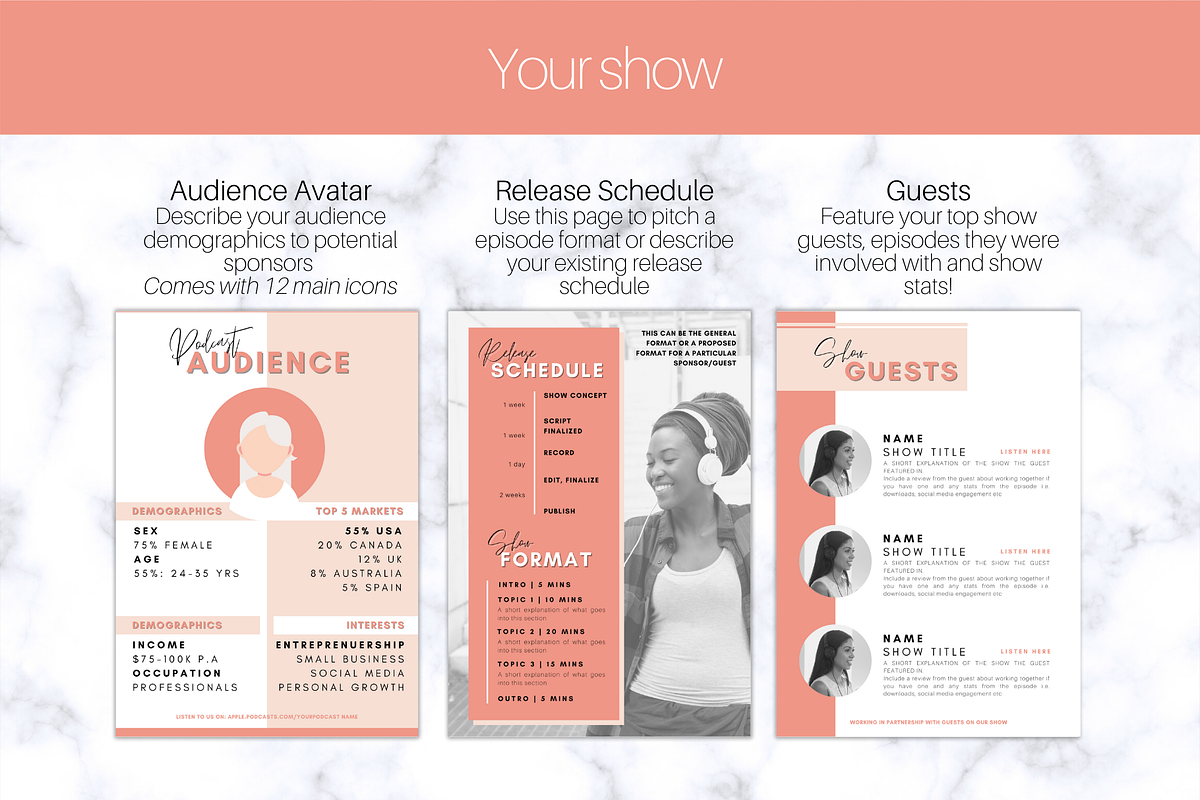 Podcast MEDIA KIT Template | 20pgs, a Presentation Template by Templatables (Photo 4 of 11)