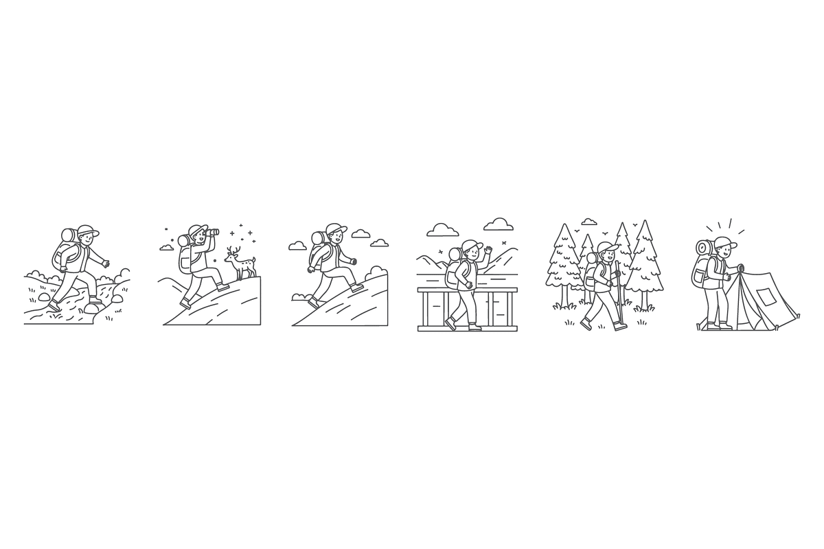Minimal Hiking and Camping Line Icon, an Outline Icon by MkStudio (Photo 2 of 2)