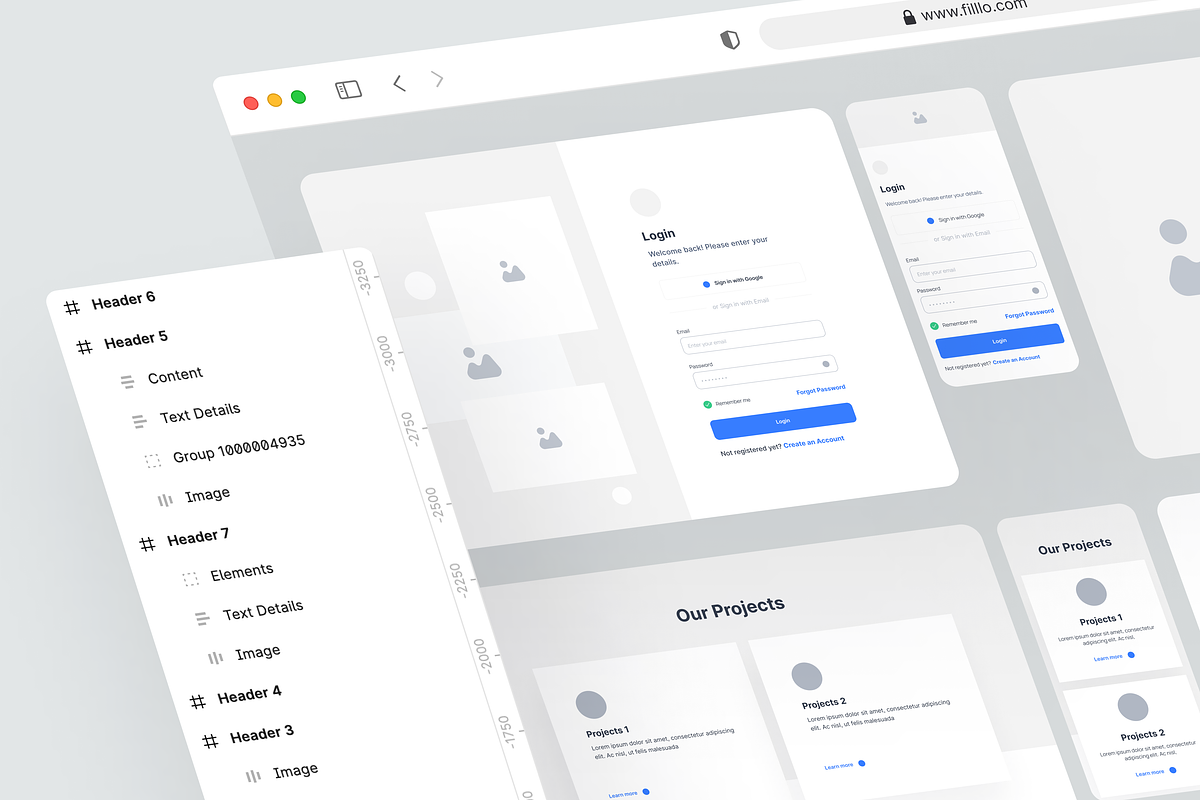 Filllo Web Wireframe UI Kit, an UI Kit Template by floxui (Photo 6 of 6)