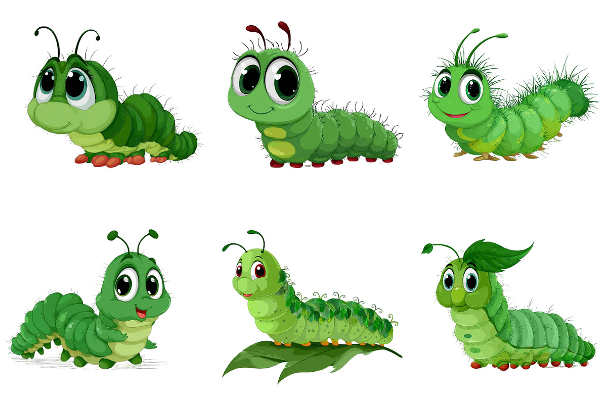 Watercolor Caterpillar Clipart, an Illustration by Dream Creation (Photo 4 of 7)