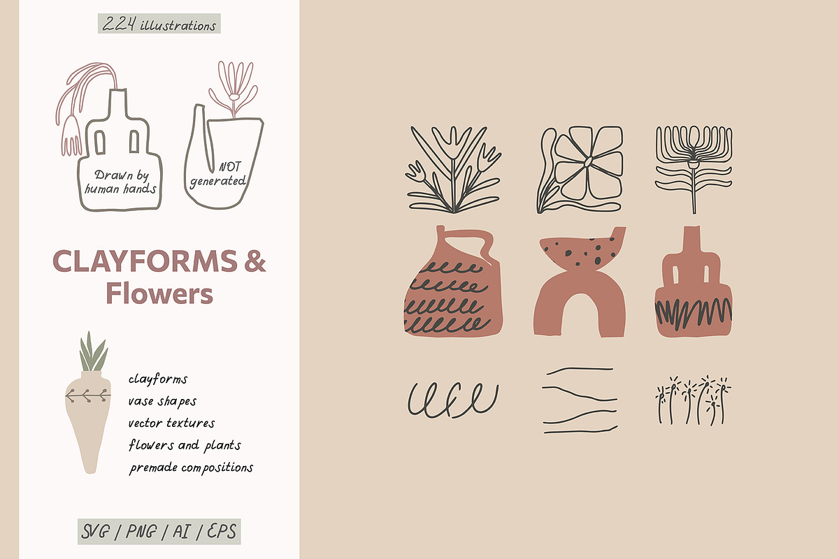 224 POTTERY CLIPART - HAND DRAWN, an Object Illustration by JuDesign (Photo 25 of 25)