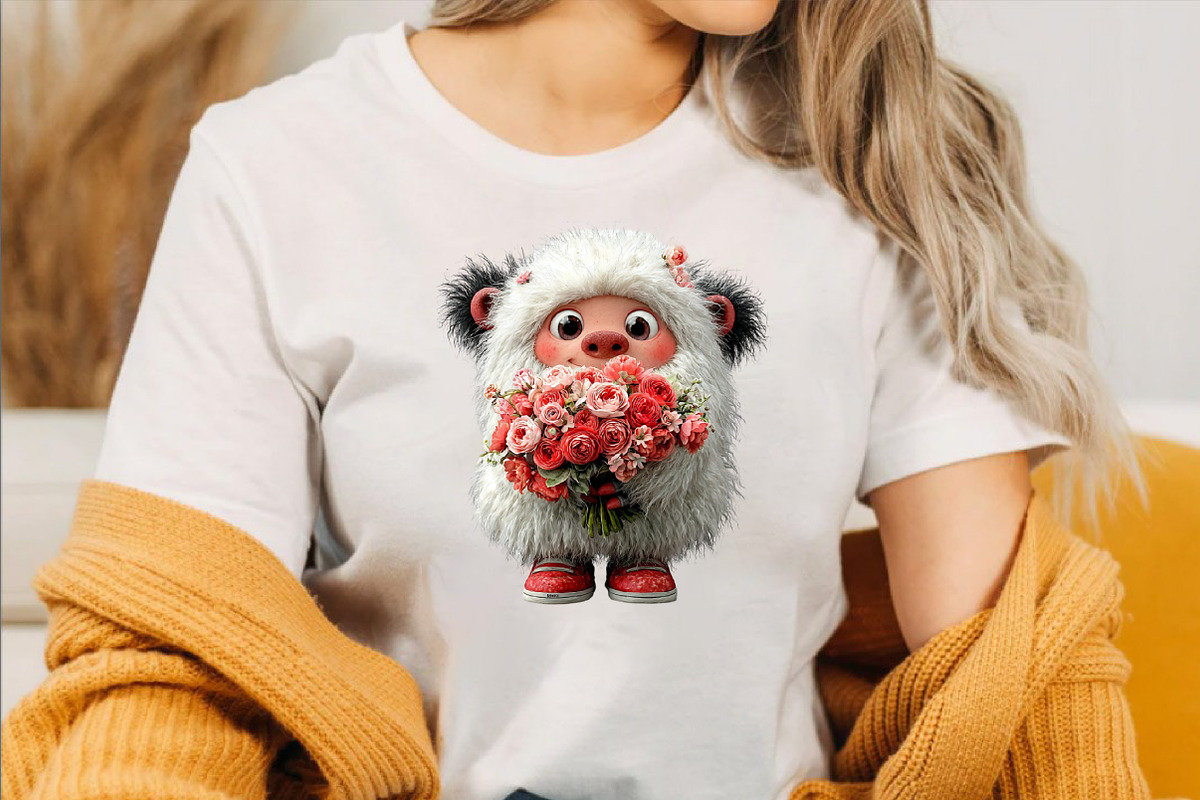 Watercolor Valentine Cute Yeti Clipa, an Illustration by SVGArt (Photo 7 of 7)