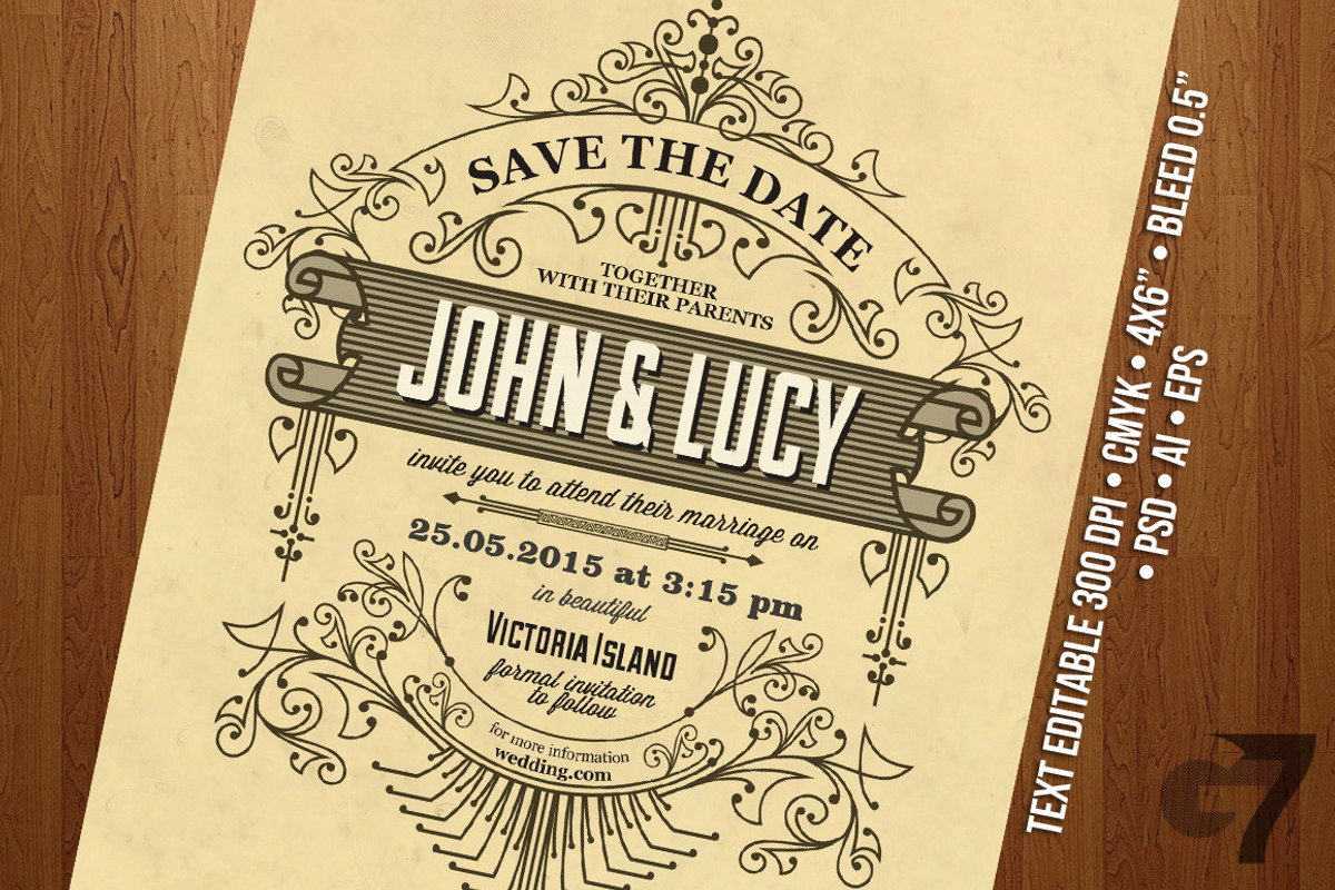 Wedding Invitation Vintage Postcard, an Invitation Template by G7 (Photo 4 of 4)
