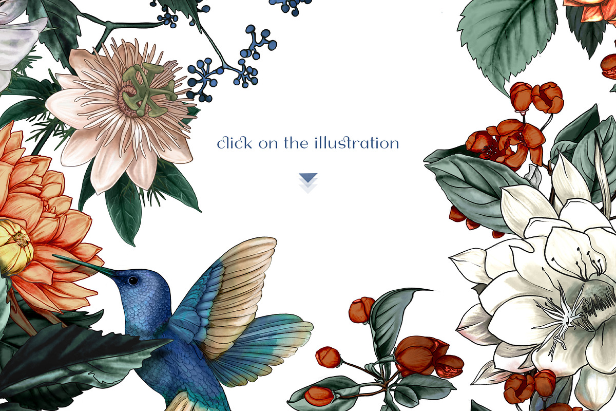 Seamless patterns Hummingbird Blooms, a Pattern Graphic by Yana Dobrik (Photo 2 of 14)