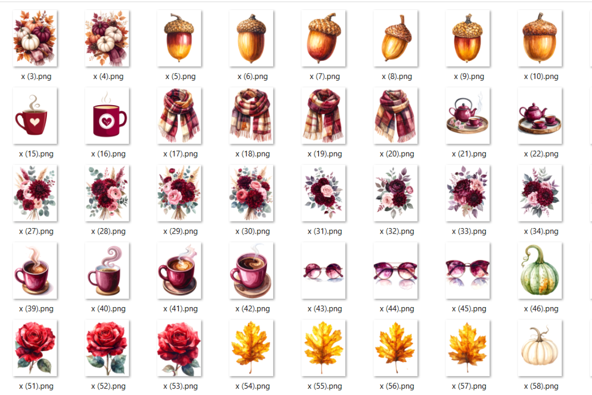 Burgundy Autumn Clipart Bundle, an Object Illustration by Daffodil Dream Studio (Photo 2 of 7)