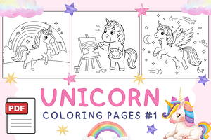 Unicorn Coloring Pages #1, an Animal Illustration by Inkivelle Studio