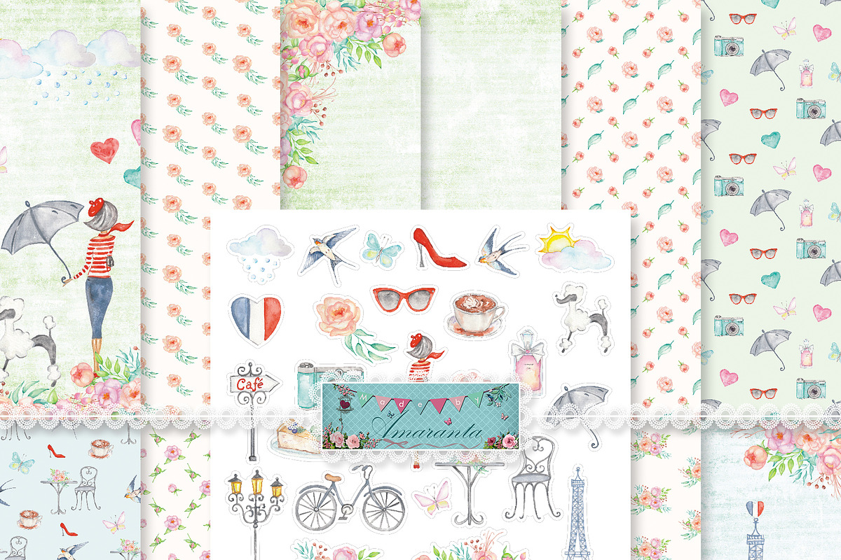 París - patrones y recortables, a Pattern Graphic by MadeByAmaranta (Photo 1 of 5)