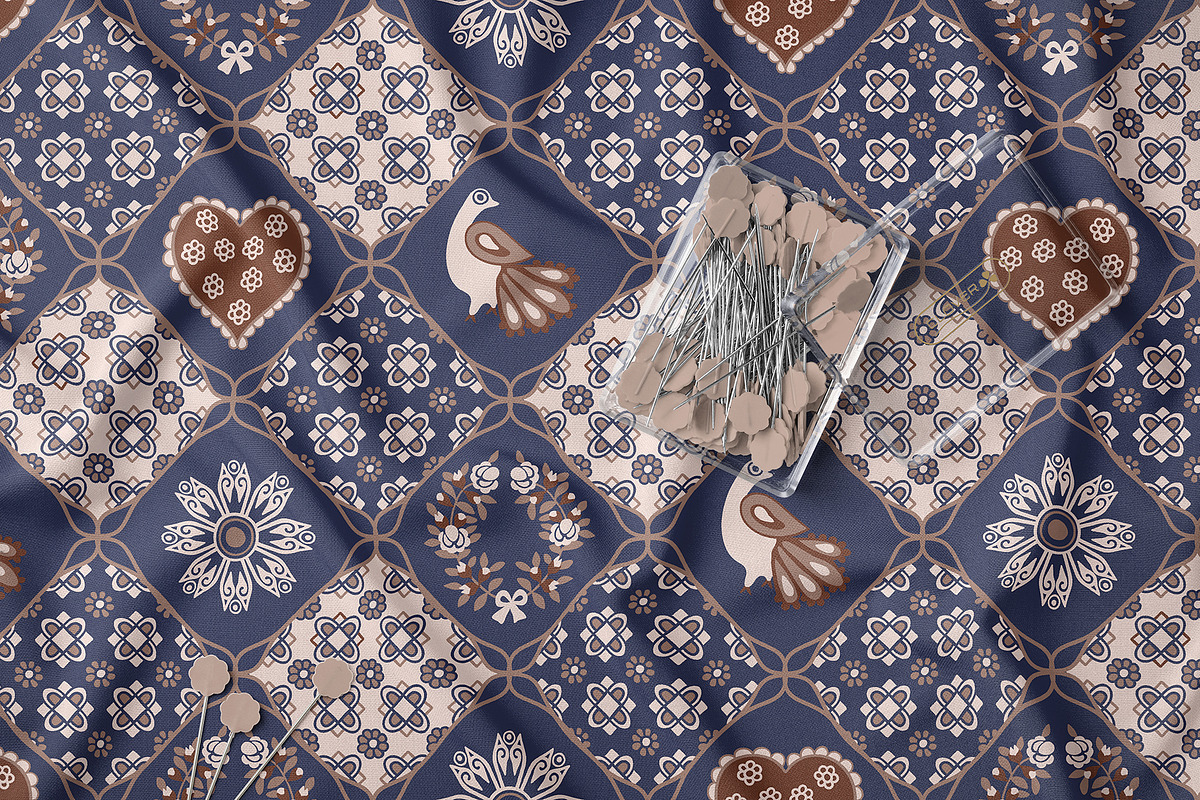 Folk Bird Seamless Pattern Bundle, a Pattern Graphic by StudioGlouna (Photo 2 of 9)