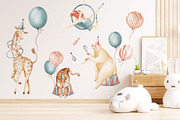 Cute Circus Watercolor Clipart Set, an Animal Illustration by LenArt (Thumbnail 5 of 18)