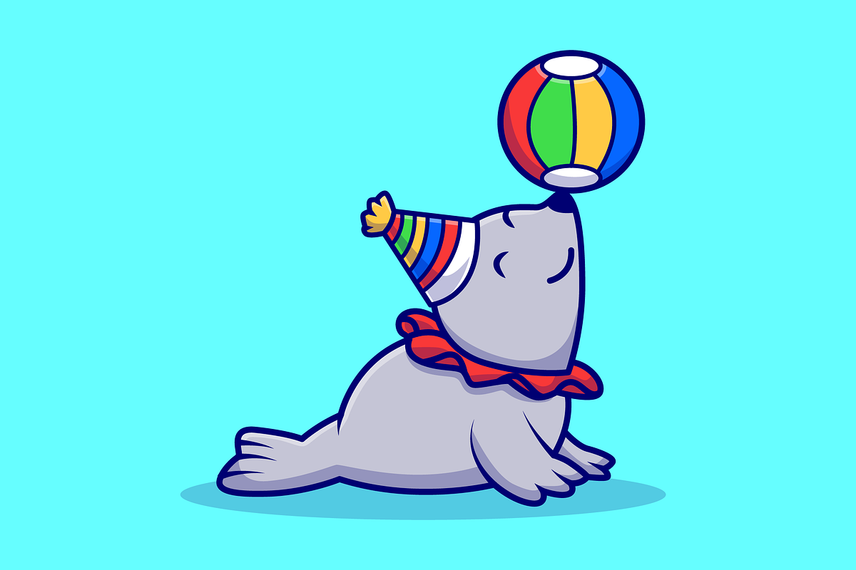 Cute Seal Circus Playing Ball, an Animal Illustration by Catalyst Labs
