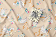 Adorable Baby Stork Seamless Pattern, a Pattern Graphic by StudioGlouna (Thumbnail 2 of 6)