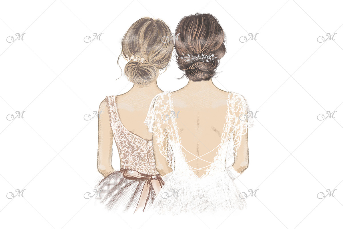 Bride & Bridesmaids Art Bundle, a Person Illustration by Maddy's Art & Mockups (Photo 2 of 12)