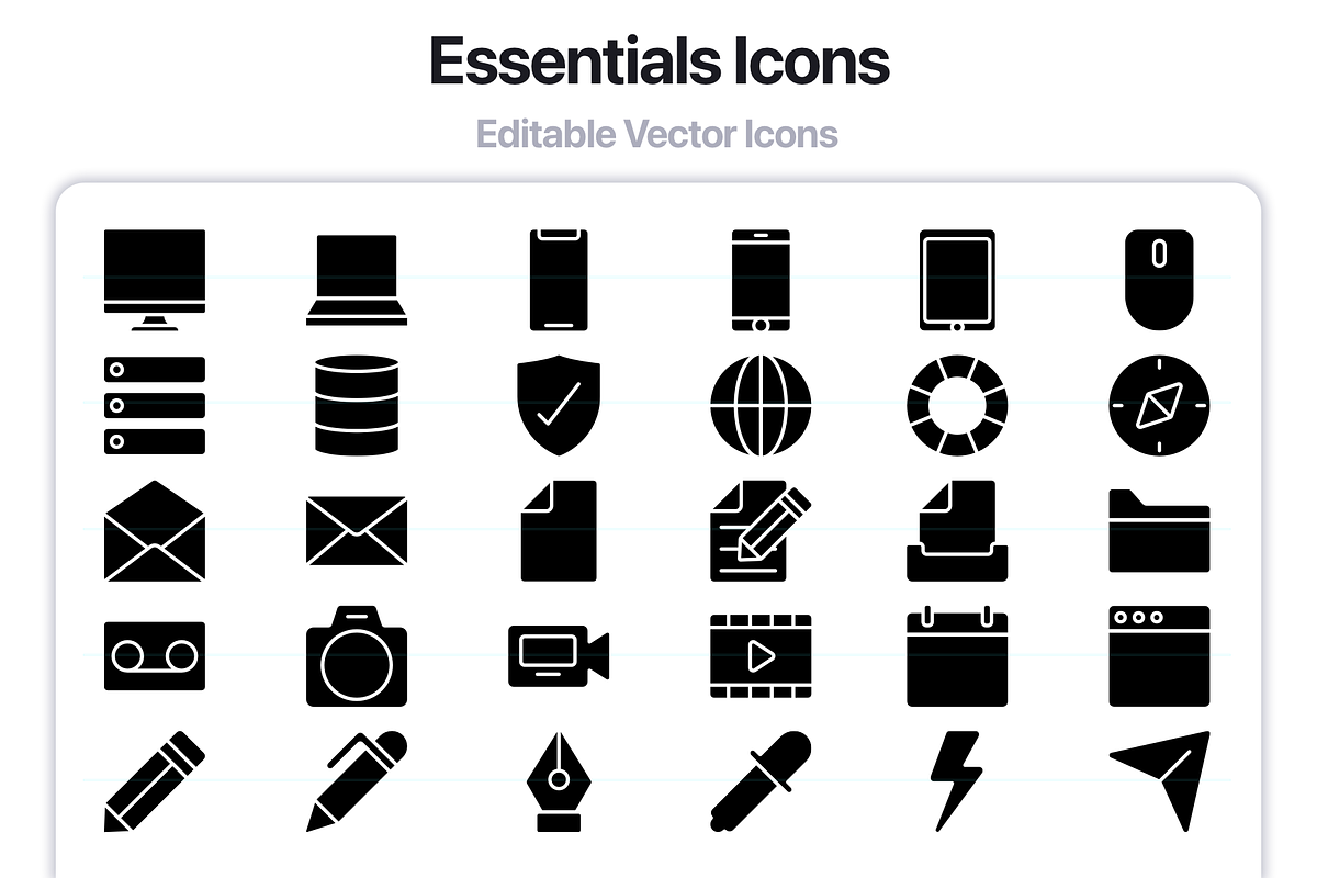 100 Essentials Glyph Vector Icons, an Outline Icon by Juicy Icons (Photo 5 of 6)