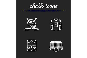 Hockey Chalk Icons Set