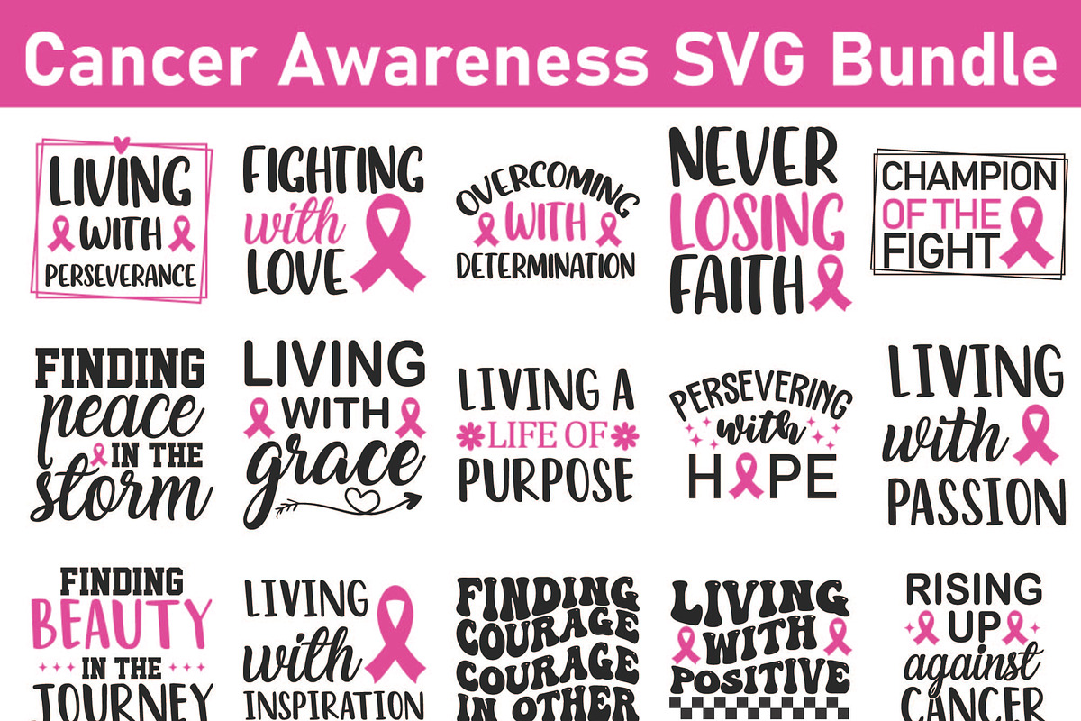 Cancer Awareness SVG Bundle, a Healthcare Illustration by Digi_Design_World (Photo 1 of 7)