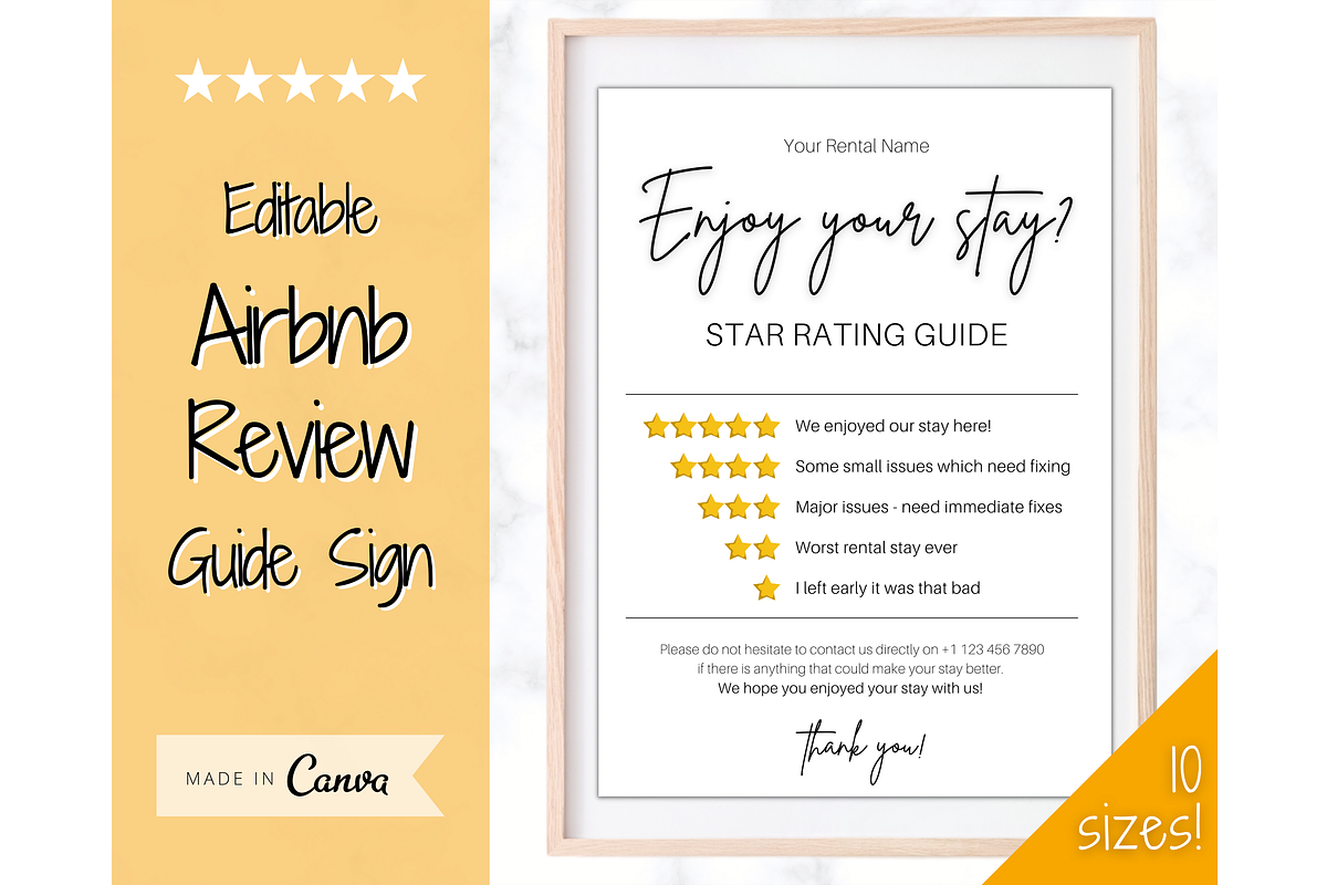 Airbnb Rating Sign, Host Review VRBO, a Poster Template by Templatables (Photo 1 of 9)