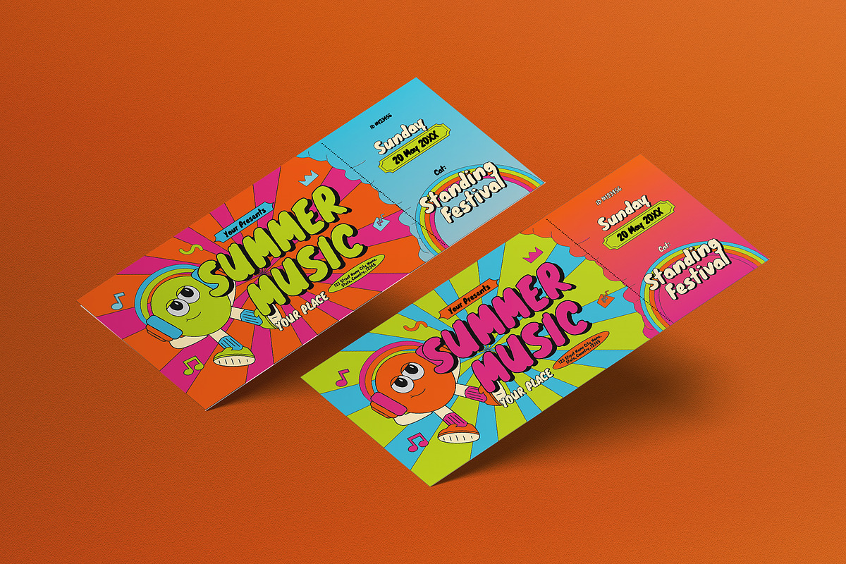 Blue Green Bold Bright Summer Music, a Card Template by graphicook (Photo 1 of 3)