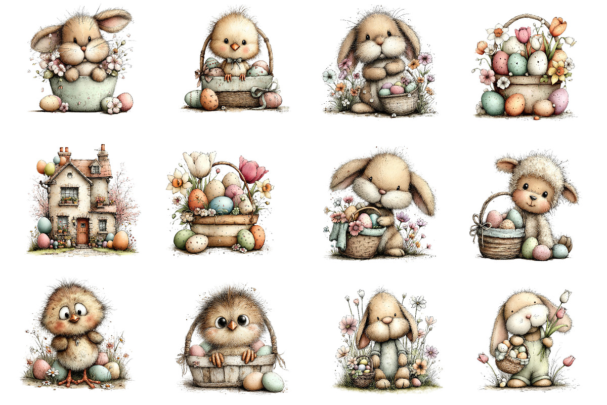 Whimsical Easter Farm Clipart, an Illustration by Dream Creation (Photo 2 of 5)