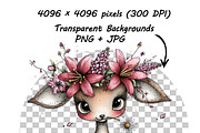 Whimsical Animals Floral Clipart, a Graphic by one-touch (Thumbnail 7 of 18)