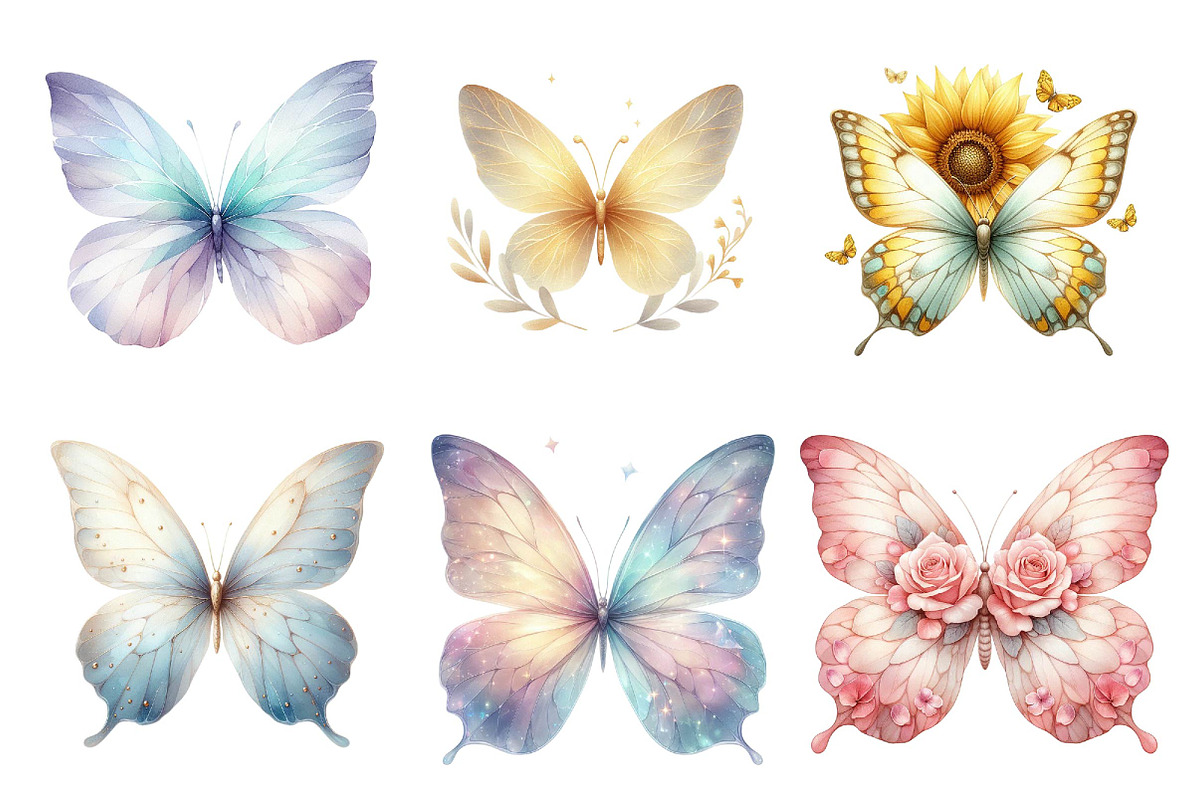 Whimsical Spring Butterfly Clipart, an Illustration by DreamPrint404 (Photo 4 of 6)